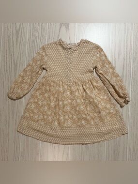 Chelsea & Violet Girls 3T Beige Floral Boho Dress Long Sleeve Lined